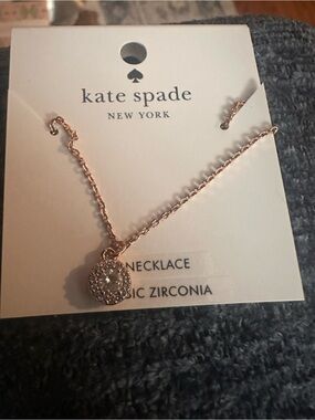 kate spade rose gold and clear pavé halo pendant necklace